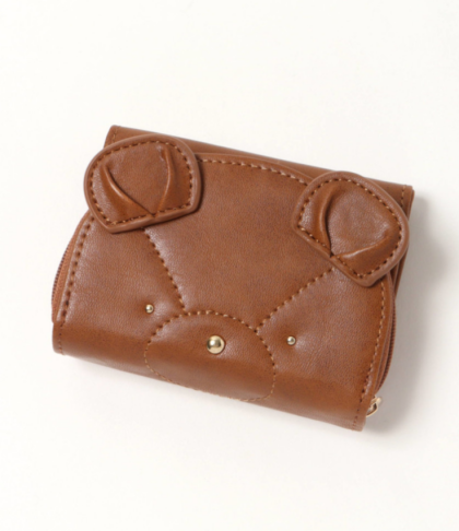 🧸ぬいぐるみ感あるステッチがキュートなくまさんラウンドZIP折財布🧸