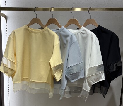 ＊オーガンジー切替七分袖プルオーバー＊