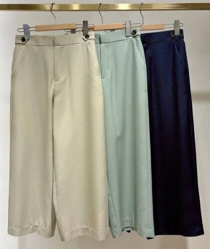 ⭐︎ストライプパフ袖シャツ×タブ付きガウチョ⭐︎