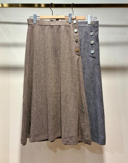 ヘリンボーンストライプフレアスカート 