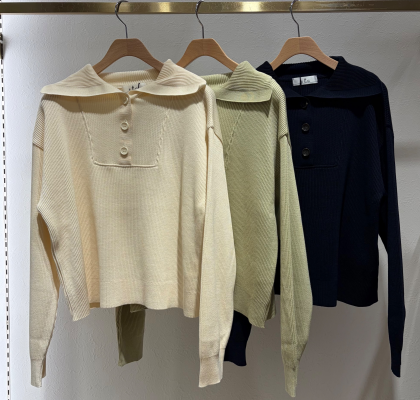 ＊畦編みビック襟ニット＊