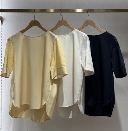 ･:* 綿レース切替え半袖BL･:*