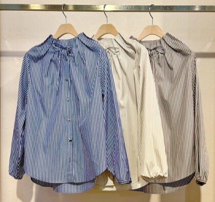 Aラインマンパー×ストライプブラウス×ジャンスカ