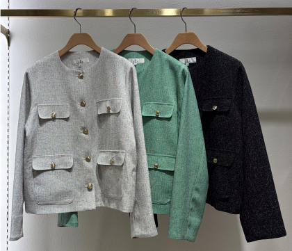 カラーツイードノーカラーJK