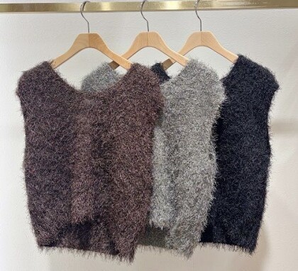 ⭐︎脇デニムワンピース×シャギーニットベスト⭐︎