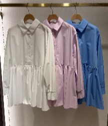 ギャザー裾フレアシャツ