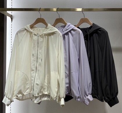 ポリ麻シアースラブフードブルゾン