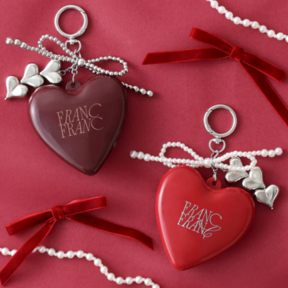 【バレンタイン限定カラー🍫🎀】チャーム付き ミラー＆ブラシ🤎❤️