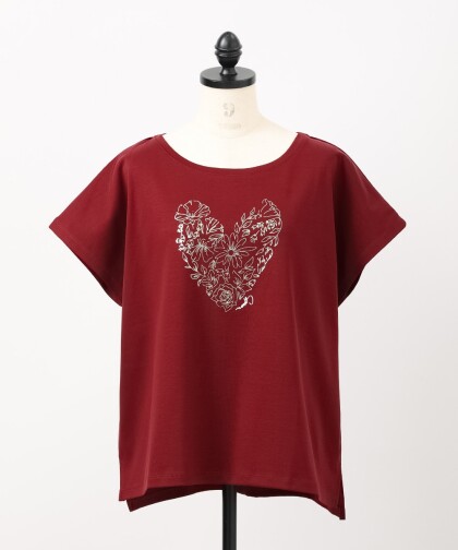 大人可愛いフラワーハートTシャツ
