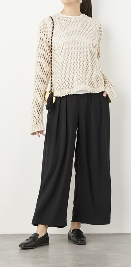 上品さと楽ちんさを両立したワイドパンツ🌿