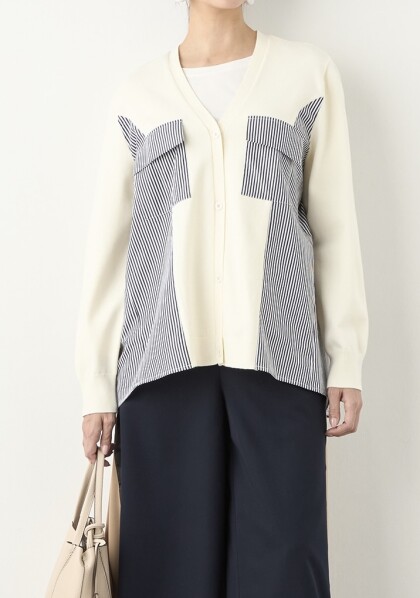 異素材使いが目を惹くカーディガン🎀