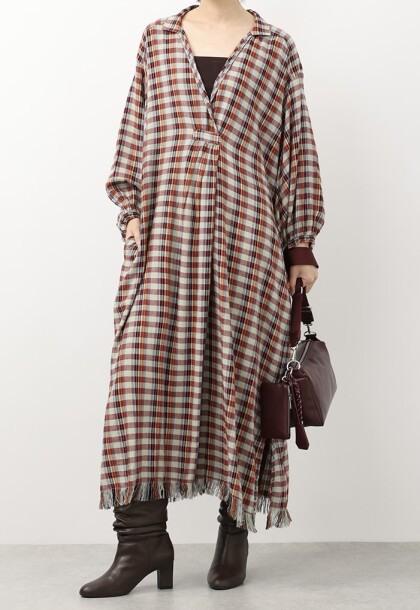 秋を感じる🍂Aラインチェックワンピース