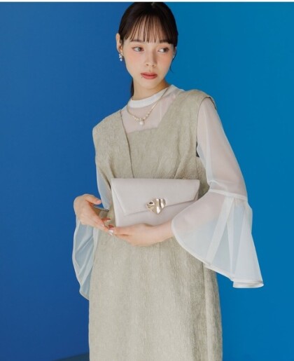 卒パドレス👗 ジャガードジャンパースカート・フリルブラウスセット