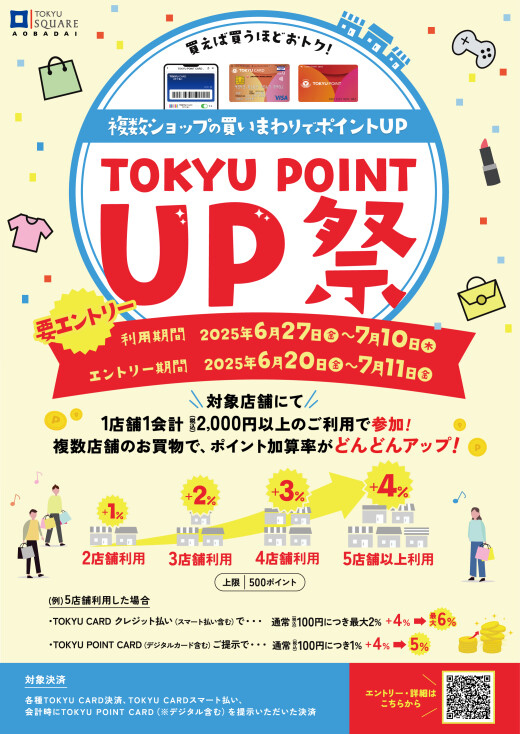 買えば買うほどおトク！複数ショップの買いまわりでポイントUP TOKYU POINT UP祭