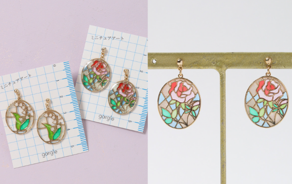 🥀春らしいレトロ感じるステンドグラス風なアクセサリー🥀