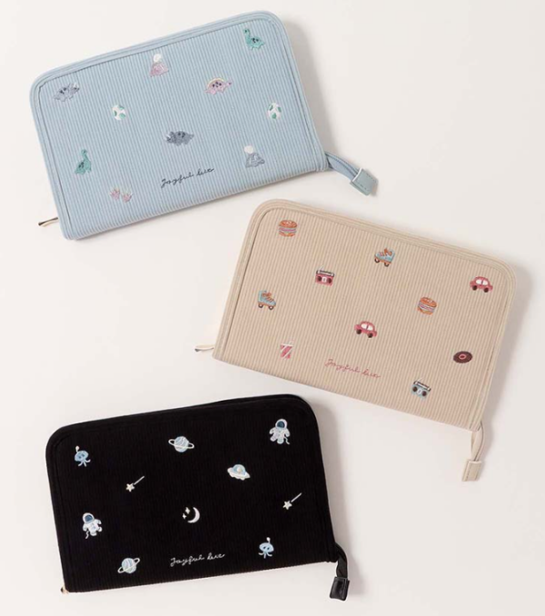 コーデュロイ素材に刺繍が可愛いポーチシリーズ