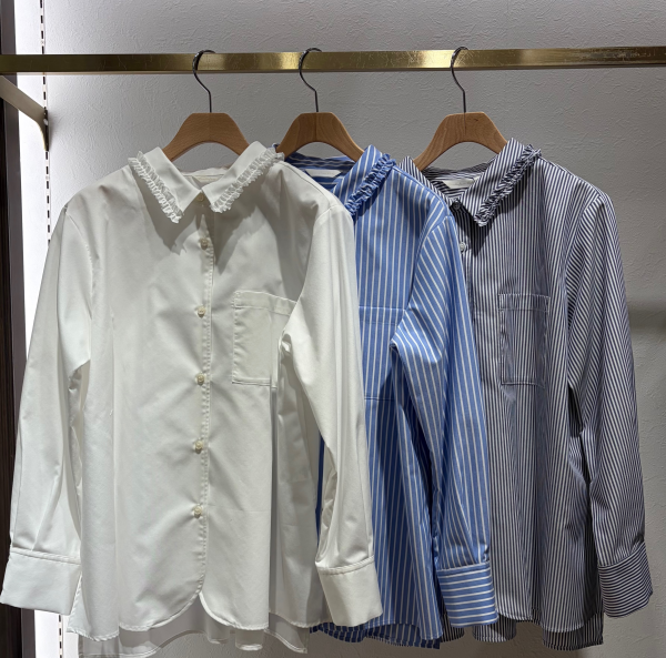 オックスフリル襟シャツ