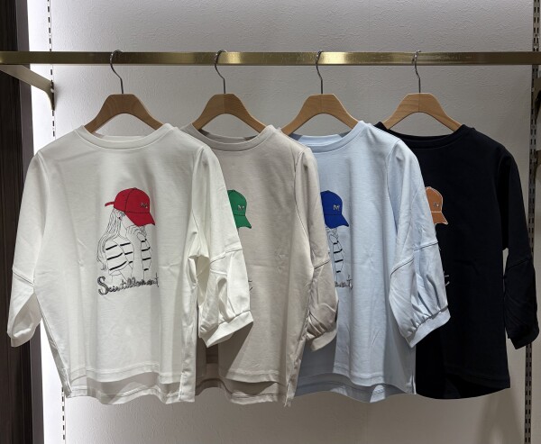 ⭐︎キャップ女子スパンコール7分袖Tシャツ⭐︎