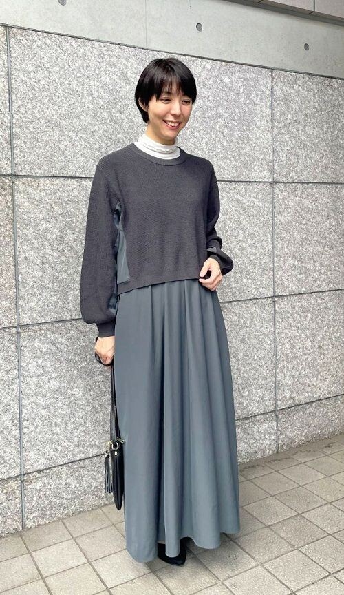 CB釦ニットドッキングワンピース