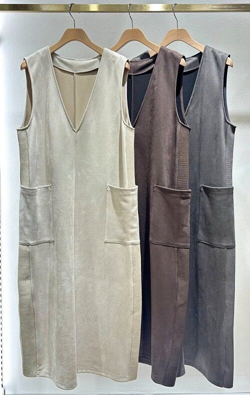 FスエードVネックジャンスカ×エコファームートンフードアウター