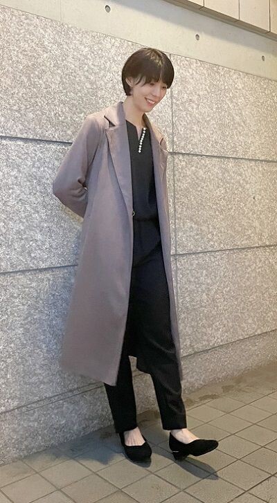 フェイクスエードコート×パウダリーツイルセットアップ