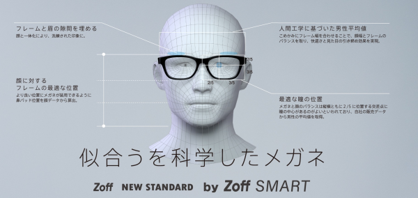 男性の顔に似合う、ベストバランスで設計された 「Zoff NEW STANDARD」から、軽量モデル「ZoffSMART」が登場。
