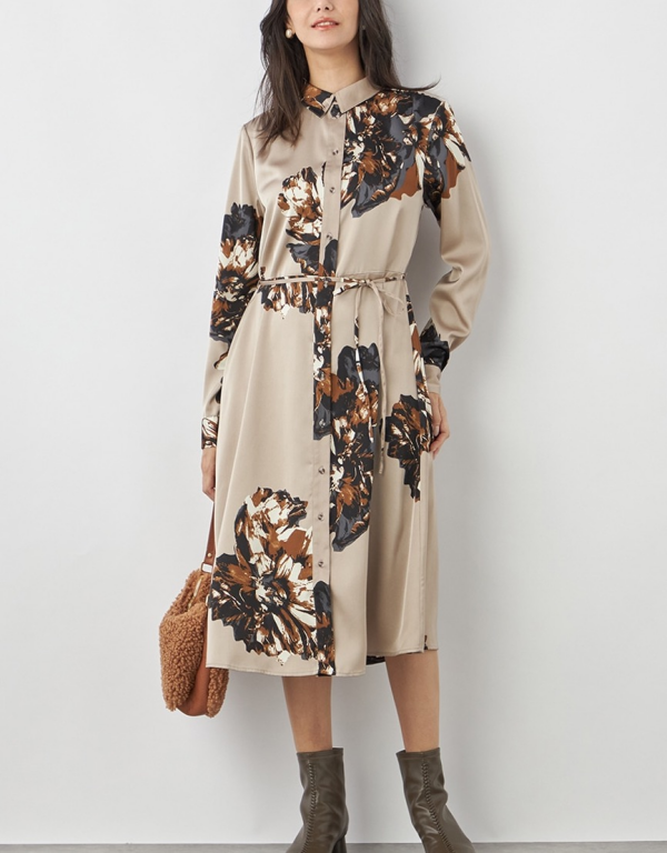 北欧の洗練と華やかさを一枚で。大人の秋ワンピース