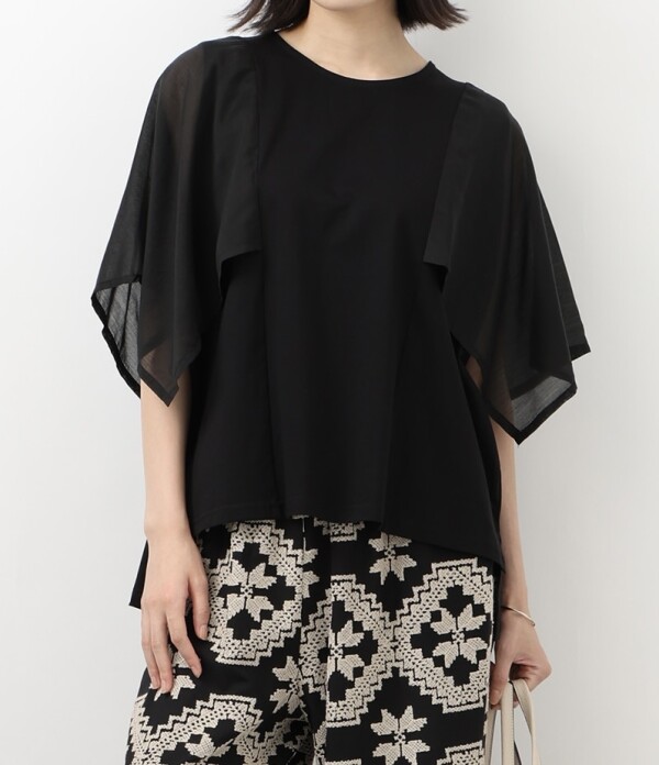 万能に着こなせる、異素材スリーブTシャツ