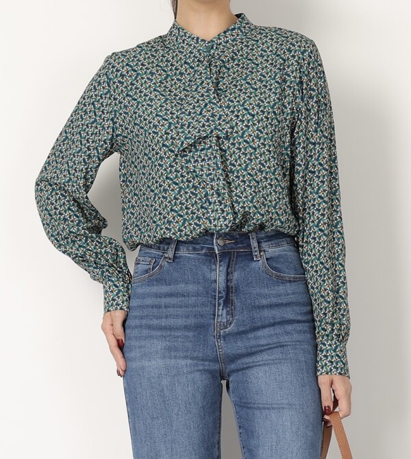 華やぎプリントのセンターフリルブラウス💐