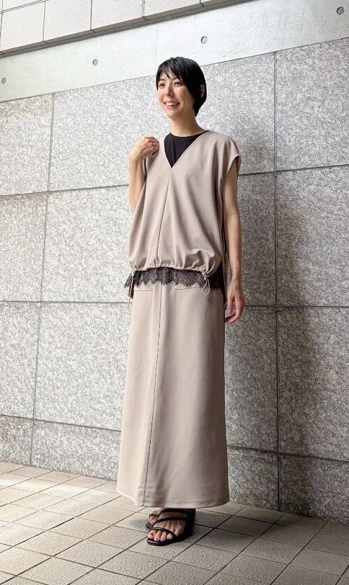⭐︎ジョーゼットポンチセットアップ×裾レースタンクトップ⭐︎