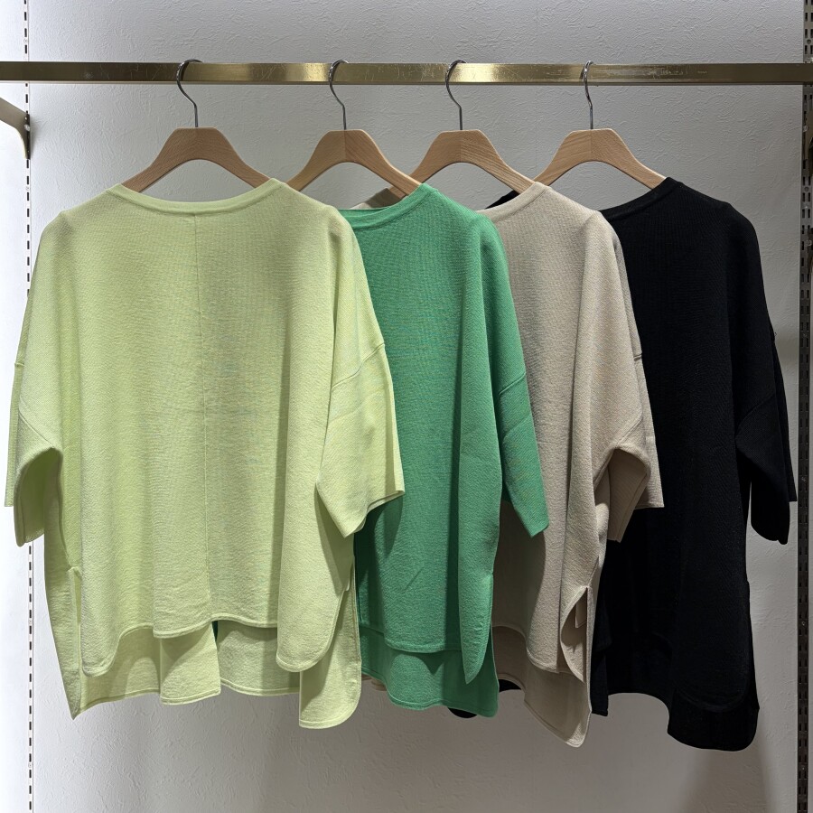 ♪さらっとゴム地6分袖ワイドニット♪