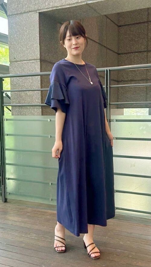 スムース袖ティアードワンピース