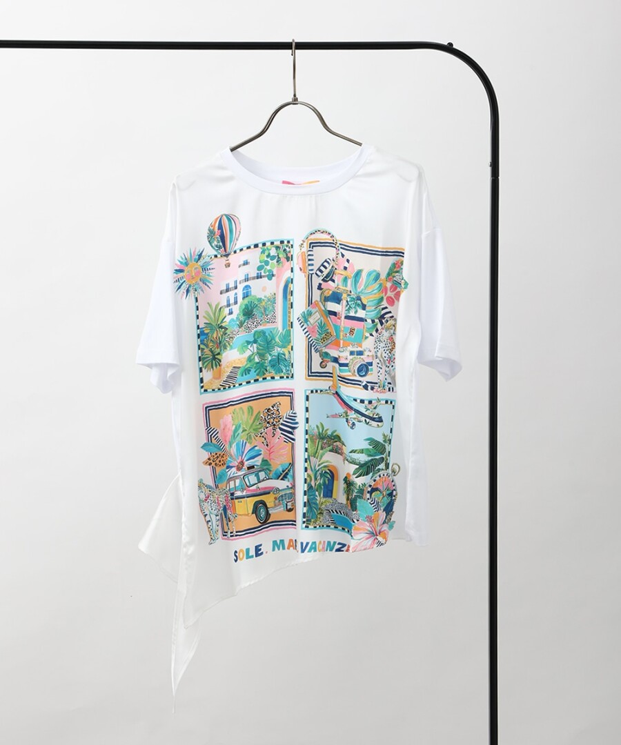 アートプリントが映えるデザインTシャツ☀️